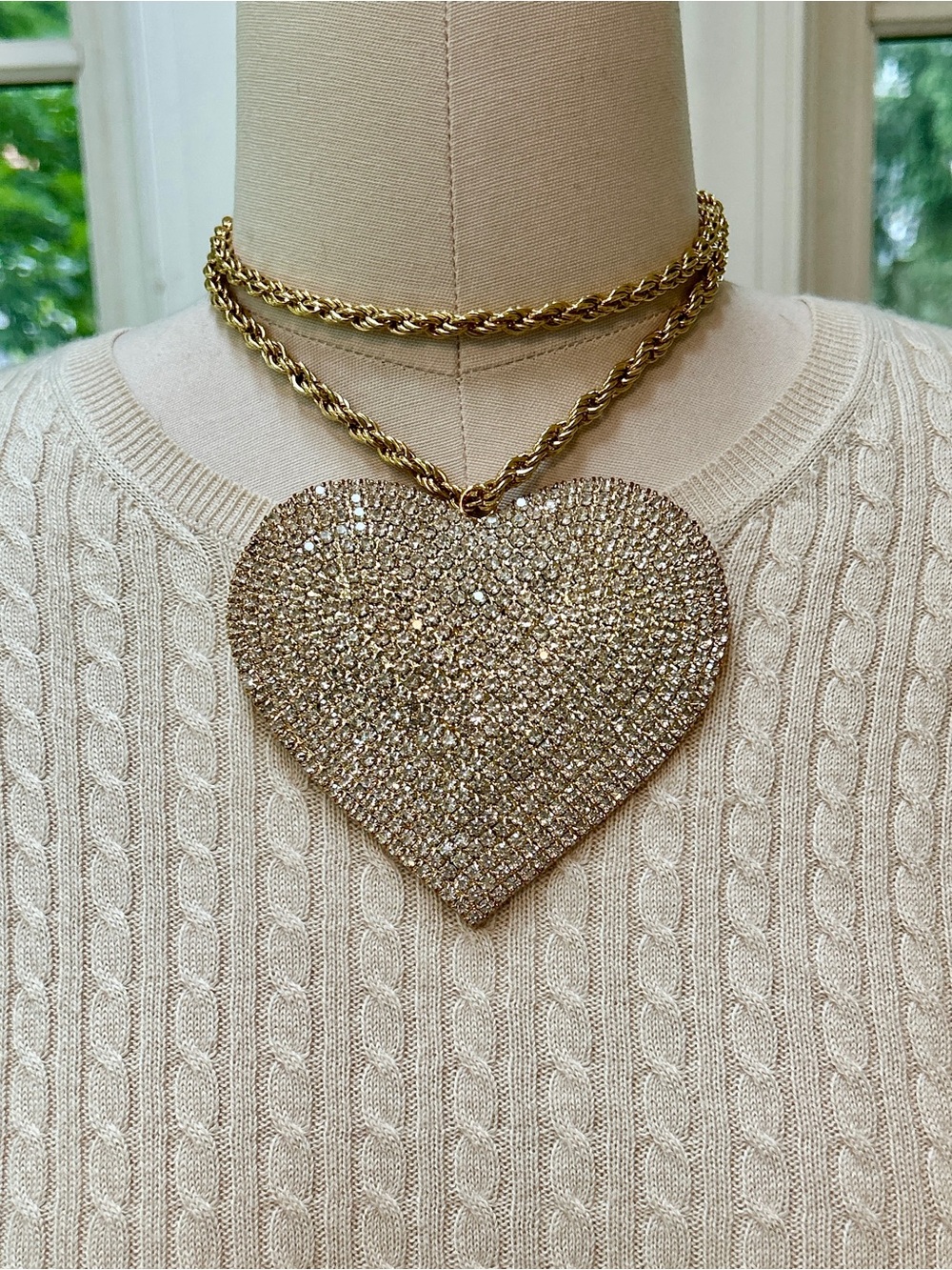 Outrageous Simulated Diamond Encrusted Heart Pendant Necklace